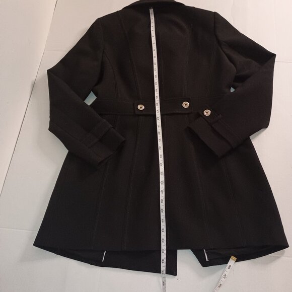 White House Black Market Black Double-Breasted Trench Coat Women’s Large EUC - Picture 13 of 16